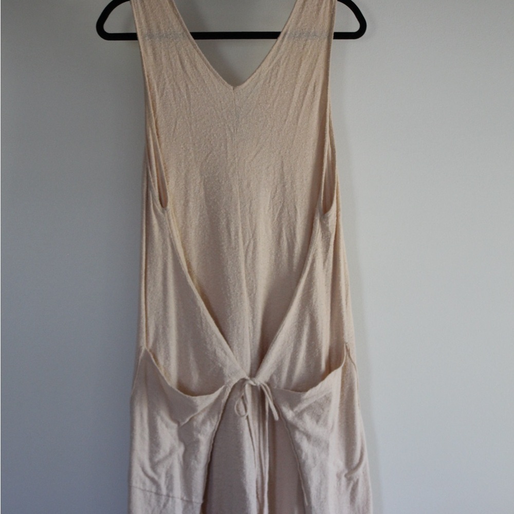 Free people Cream Sleeveless Tie jumpsuit